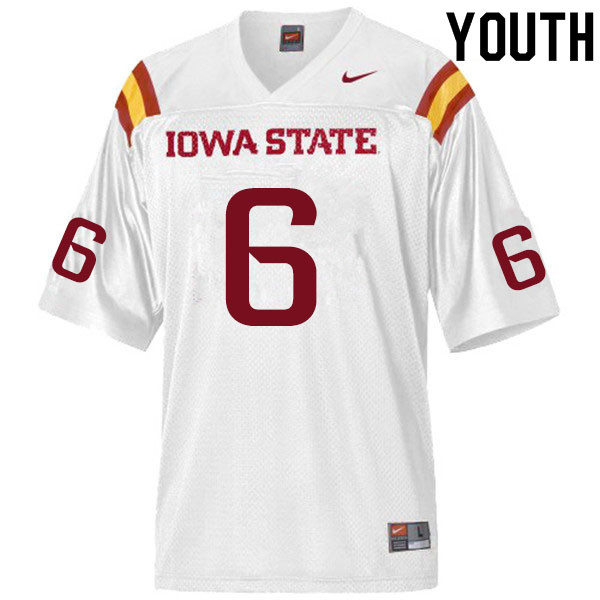 Youth #6 Tymar Sutton Iowa State Cyclones College Football Jerseys Sale-White - Click Image to Close